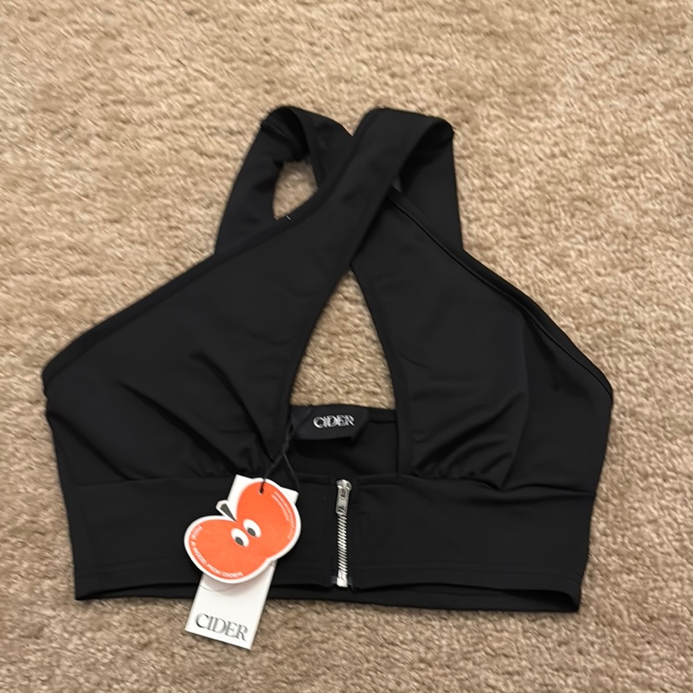 Cider Black Cross-Front Bralette